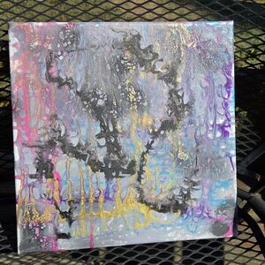 Vibrant Abstract Canvas with Gold and Purple Hues
